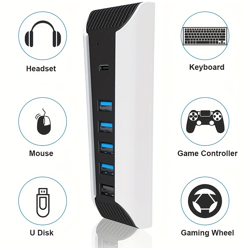 Gaming Keyboard Splitter - USB-хаб 5-в-1 для консоли PS5, USB-C