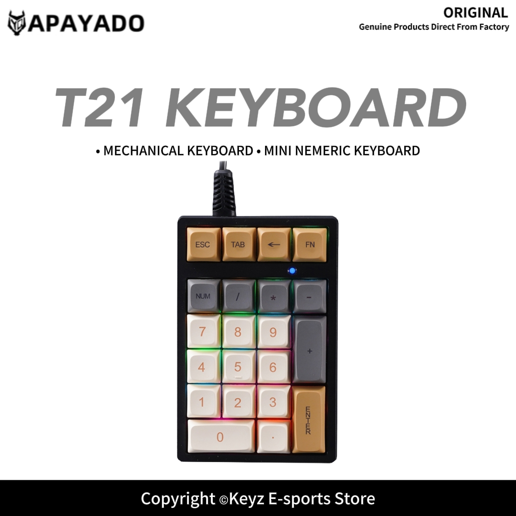 Gaming Keyboard Blue Switches - Мини-клавиатура T21 с RGB-подсветкой, синими переключателями,