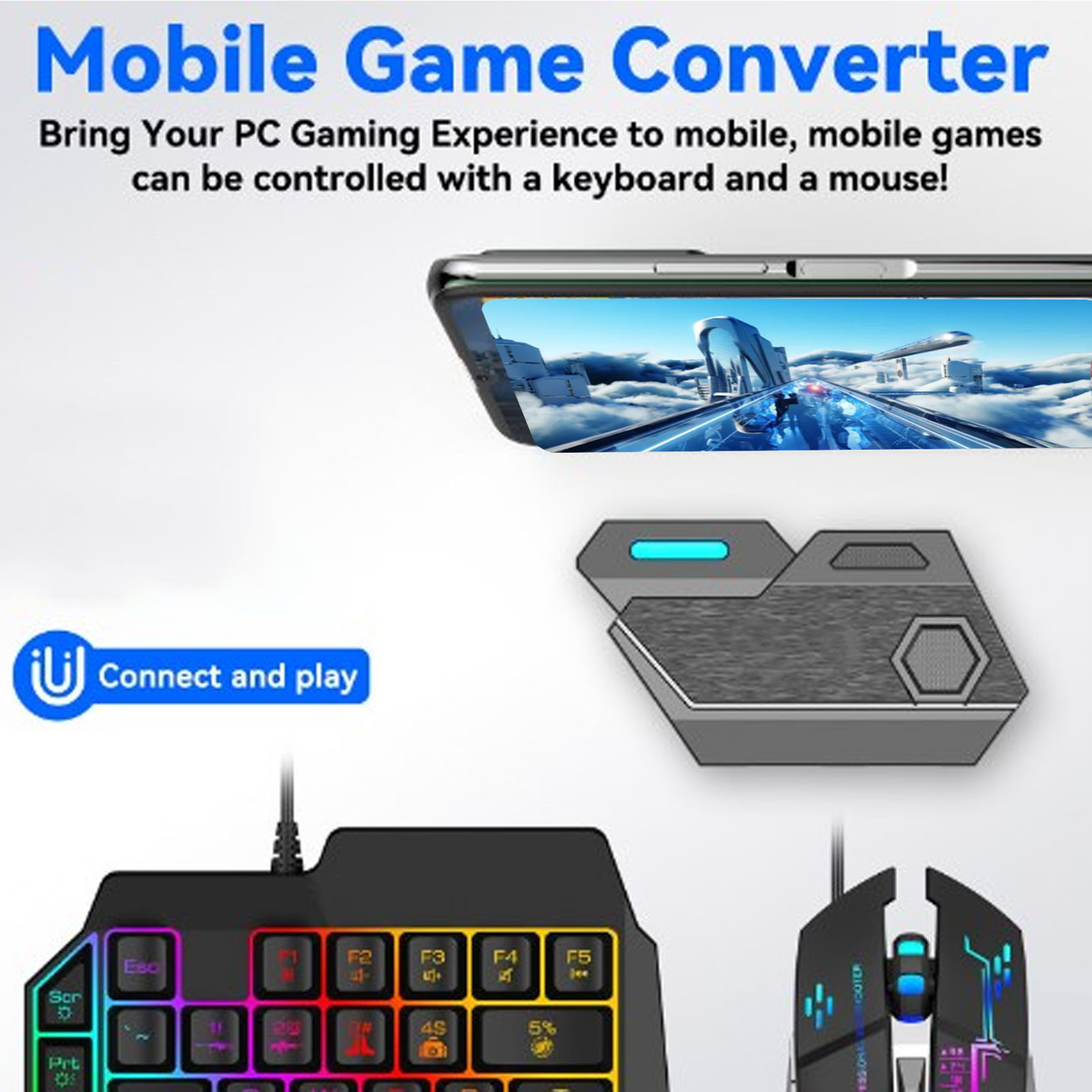 Gaming Keyboard And Mouse Mobile - Комбинированный пакет для мобильных игр, подключение