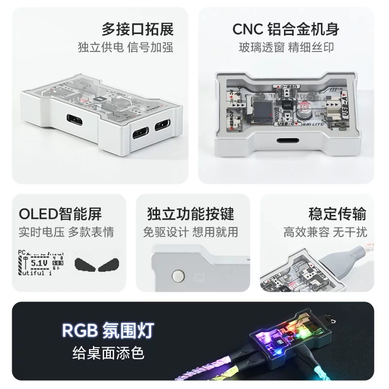 Gaming Keyboard Splitter - Многофункциональный USB-хаб HMHUB HUBLite U Type-C,